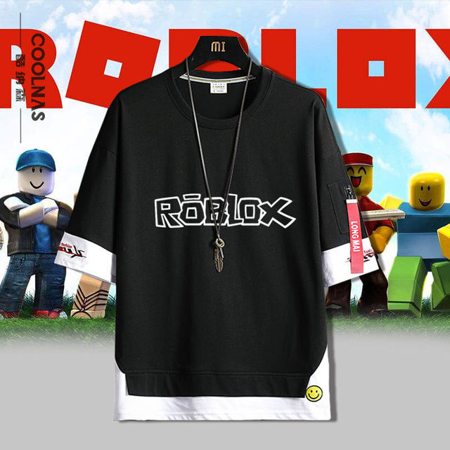 Jogo de desenhos animados masculino camiseta de manga curta, roupa solta de  meia manga, anime periférico, ROBLOX Mundo Virtual, tendência, emenda -  AliExpress